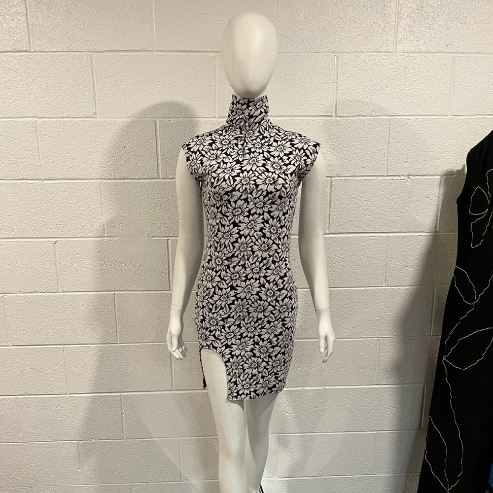 Black and white mini dress
